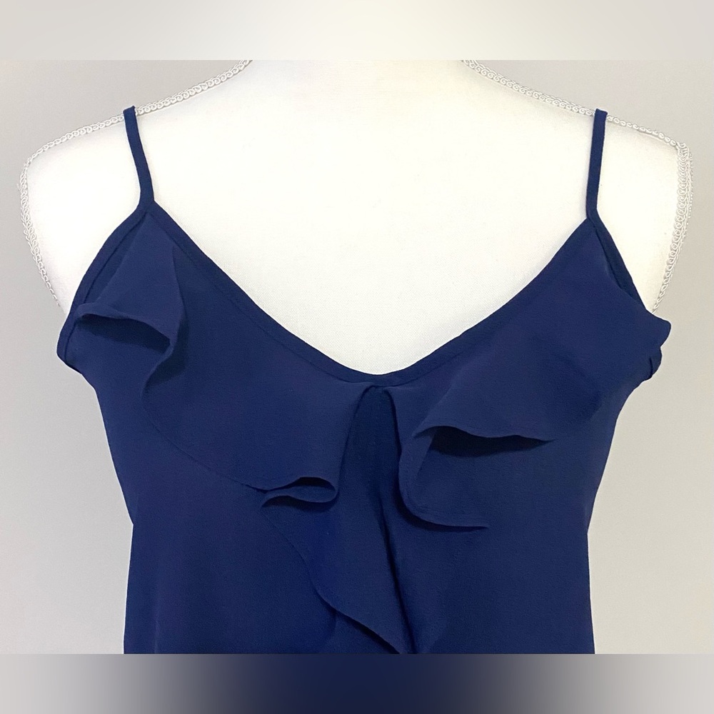 Paper Crane Womens S Navy Blue Ruffle Cami Top Boho Y2K Summer Coastal Grandma - Picture 2 of 16